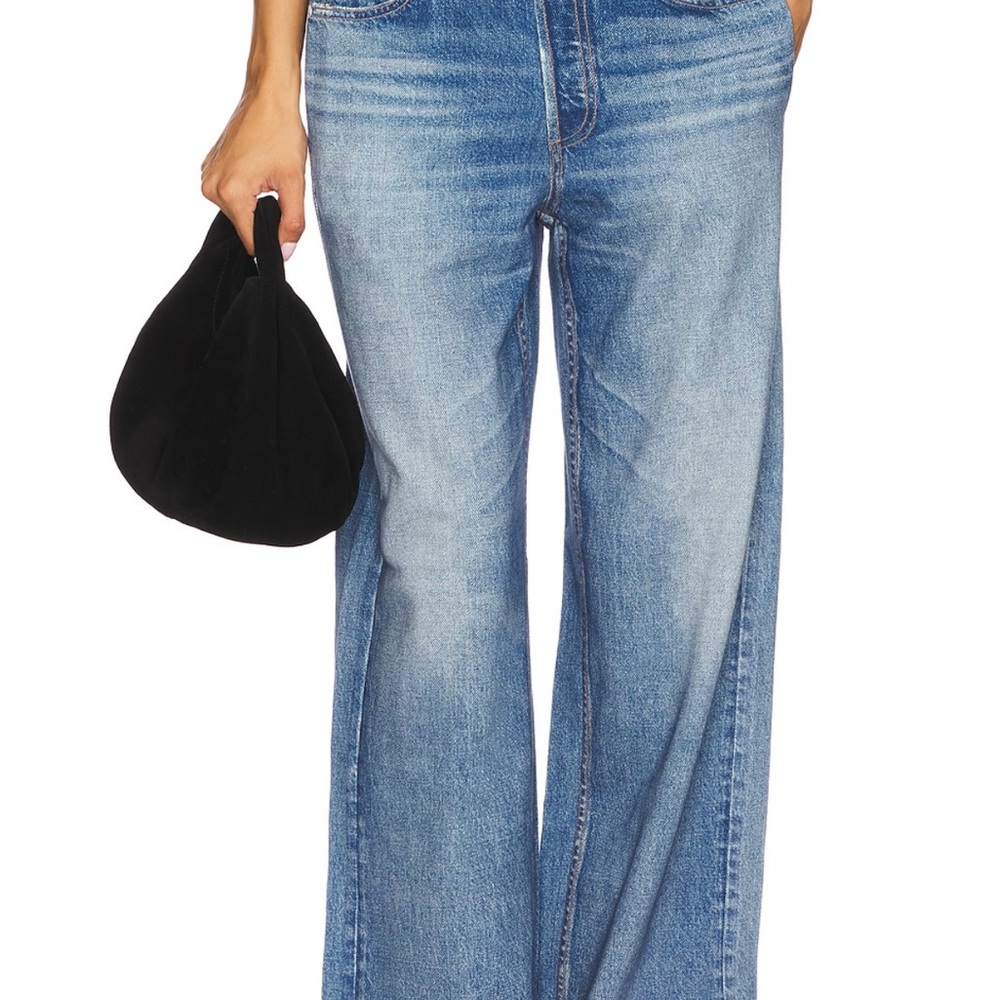 Rag & Bone Blue Flare Wide Leg Jeans cropped
